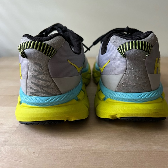 HOKA Mens Gray Yellow Blue One One Sneakers Sz 8 - Picture 7 of 15